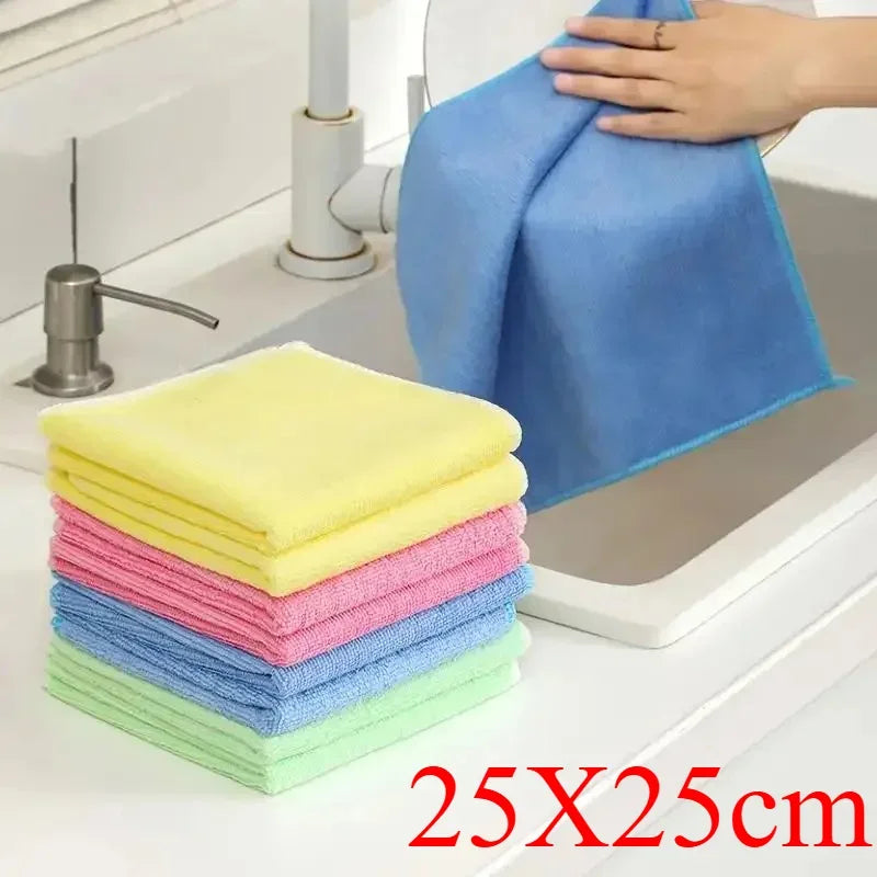 5/10/20pcs Kitchen Towel, Ultra-fine Fiber Light Gray Cleaning Cloth Set, Absorbent, Soft And Stain-removing Cloth